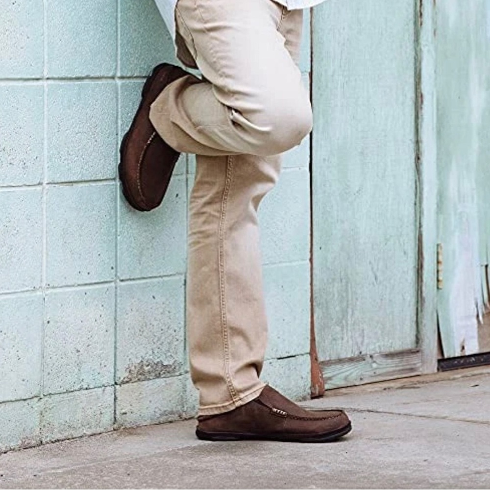 Moloa Men's Premium Leather Shoes, Easy Slip On & Off Dk Wood/Dk Java Size 10 - Picture 9 of 9